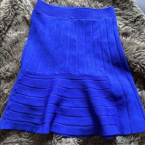 Sandro Bandage knit blue mini flare skirt